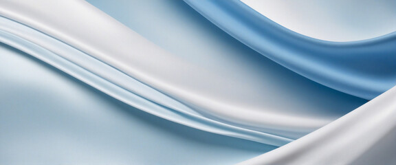Elegant Light Blue and White Abstract Silk Satin Waves Texture Banner Design