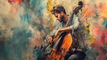 A skilled musician pours his soul into the strings of his cello, creating a masterpiece of music...