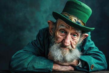 St. Patrick Day. An old man Leprechaun who has seen the world - Powered by Adobe