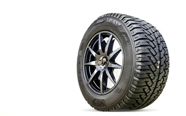 Obraz premium car tyre wheel isolated white background