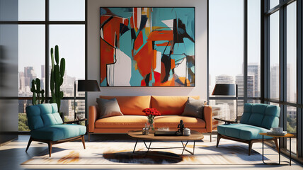 Modern interior. Art Home. Generative AI