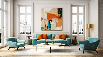 Fototapeta premium Modern interior. Art Home. Generative AI