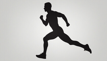 Retro Vintage Sprinting Man Vector Silhouette and Striped Backgrounds