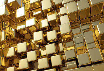 Golden cubic geometric arrangement, 3D illustration