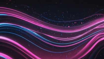 Obraz premium Vibrant 3D Abstract Background with Pink and Blue Wavy Lines and Bokeh Lights