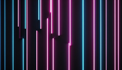 Neon abstract background with glowing pink and blue lines