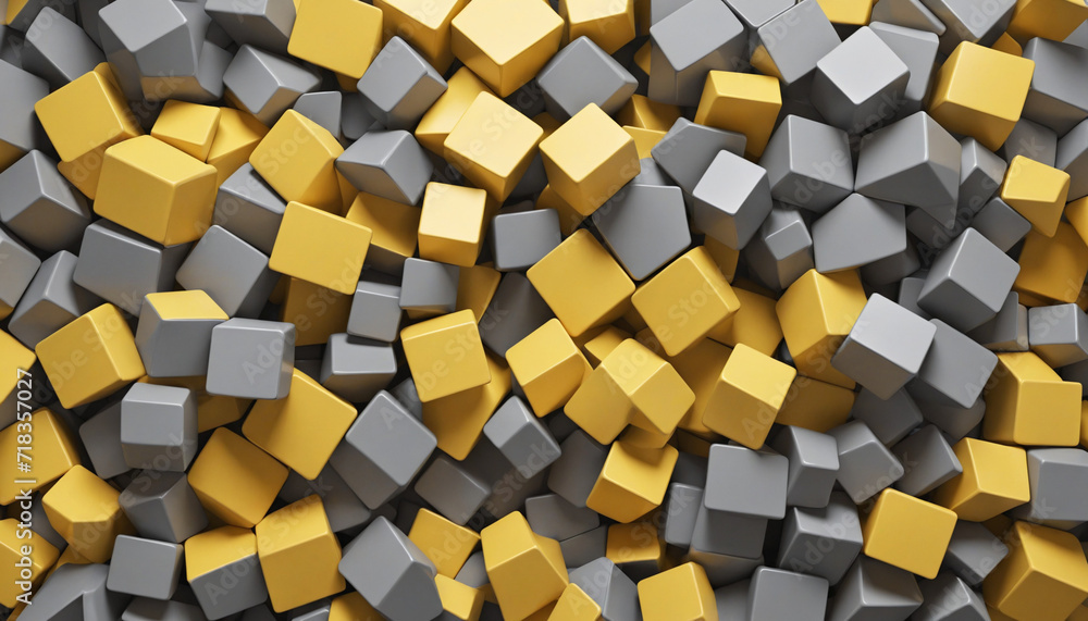 Poster 3d geometric abstract background in yellow and gray color palette