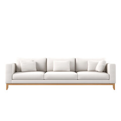 Big white Sofa. Scandinavian modern minimalist style. Transparent background, isolated image.