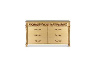 golden dresser details in white background