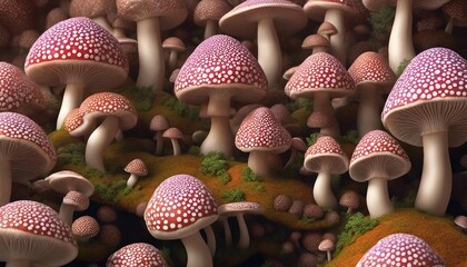 mushrooms in the forest - obrazy, fototapety, plakaty