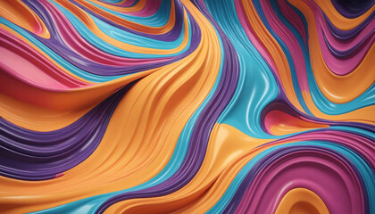 Colorful abstract 3D wave pattern background deco