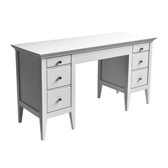 Desk. Scandinavian modern minimalist style. Transparent background, isolated image.
