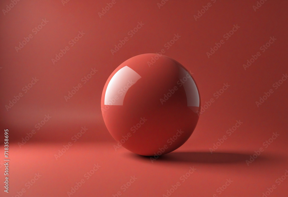 Poster minimalist geometric abstract in red 3d rendering