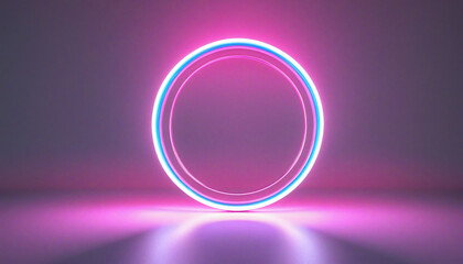 Abstract 3D Geometric Background with Neon Ring and Gradient Light Frame