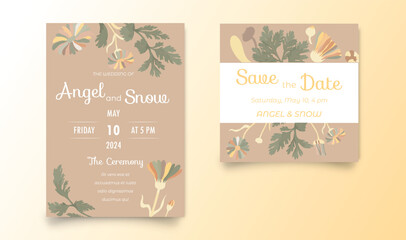 Naklejka premium Two invitation cards for the wedding celebration