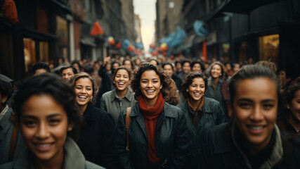 Large group of people smiling
