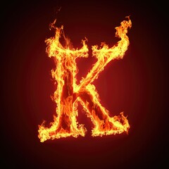Letter K Fire Icon Style Generative AI