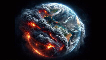 Apocalyptic Vision Smoke and Fire Consume Earth