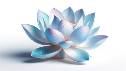 Serene Lotus Flower with Pearlescent Petals on White