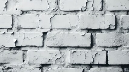 White painted brick wall showing signs of decay and peeling paint