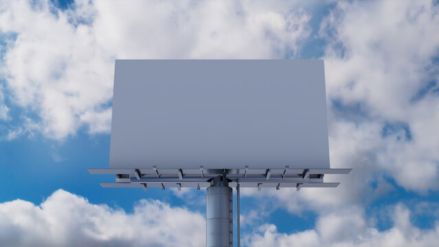 Marketing Billboard. Blank Large Format Sign against a Cloudy Afternoon Sky. Design Template.