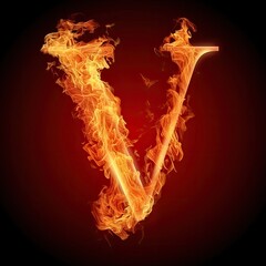 Letter V Fiery Symbol Lettering Generative AI