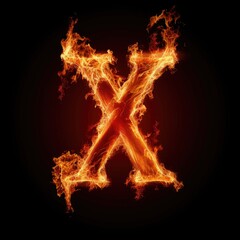 Letter X Flames Symbol Lettering Generative AI