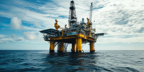 An oil platform in the middle of the ocean