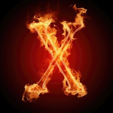 Letter X Burning Symbol Font Generative AI