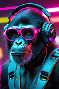 monkey listens to music