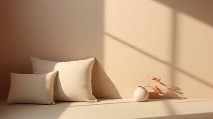 a white vase sitting next to a white pillow on top of a white bed next to a white pillow on top of a white bed.