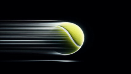 High Velocity Tennis Ball Flight on Black - obrazy, fototapety, plakaty