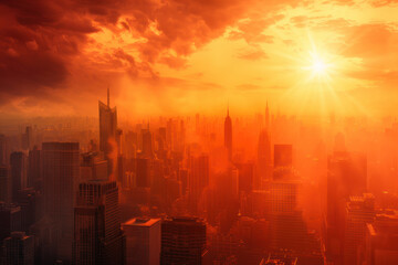 Intense heat over the city. Climate change and an increase in the number of weather disasters in the world
