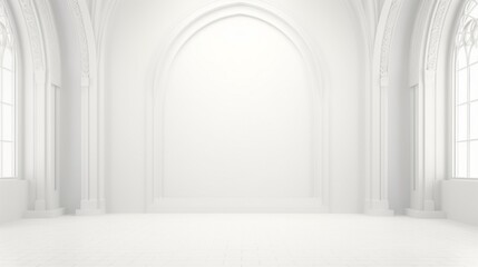 A vibrant white wall background for products, offering a supernatural, dreamlike quality with its soft, glowing ambiance, creating an inviting and luxurious setting for any product.