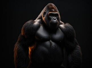 Fototapeta premium Gorilla Silhouette in the Studio
