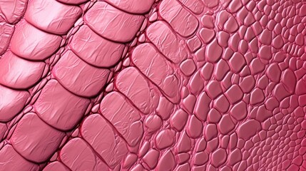 Close-up of pink snake leather texture print background. Reptile skin backdrop for fashion, textile, print, banner.