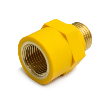 Yellow Insulating sleeve for gas pipe on white background
