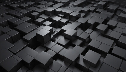 3D geometric abstract background with dark cubist design