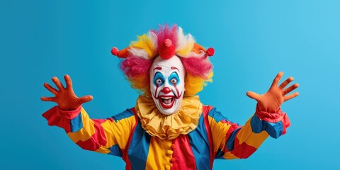 Portrait of a happy colorful clown - obrazy, fototapety, plakaty