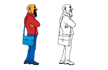 Coloring pages for kids with business people, cartoon style