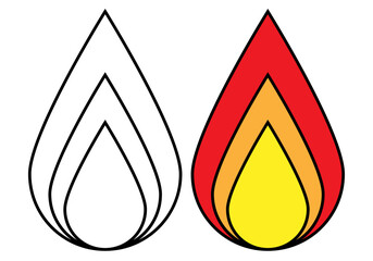 Icono de llama de fuego en fondo blanco. - obrazy, fototapety, plakaty