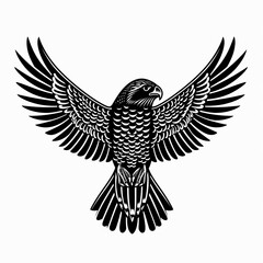 Fototapeta premium Tattoo design in flat vector logo style, monochrome - Falcon 
