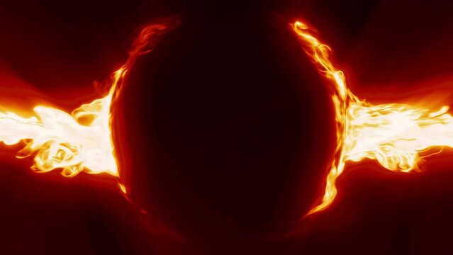 abstract red energy orb, futuristic flowing glowing plasma background, fire eclipse, copy space, 4k seamless loop