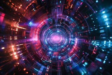 Obraz premium sci-fi inspired background with holographic elements