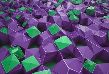Geometric Background Design with Purple and Green Abstract 3D Render