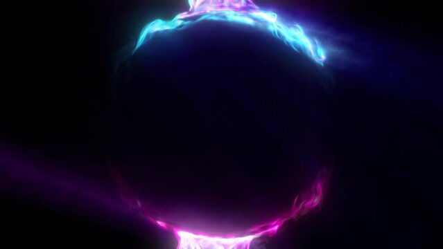 abstract colorful animated energy orb, futuristic flowing glowing plasma background, copy space, 4k seamless loop
