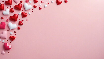 Valentine's Day Heart Background with Copy Space, Romantic Saint Valentine's Theme, Blank Area for Text, High Definition Image