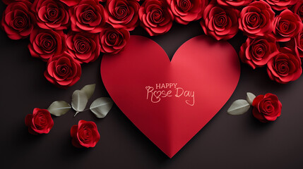Happy Rose Daywish Greeting Card With A Red Rose 3d Style Background