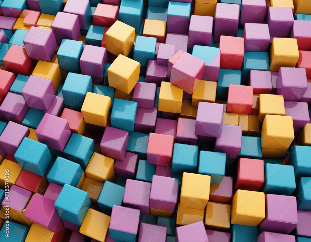 Poster vibrant cubes in 3d rendering