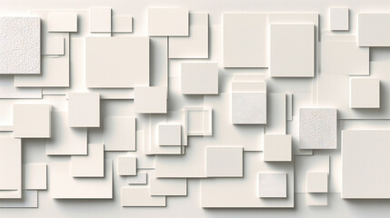 Abstract White Pattern and Texture, Architectural Wall Design with Geometric Squares and Modern Style